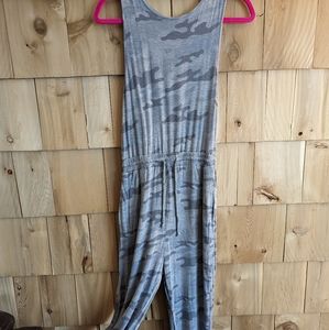 Jersey knit camo jumpsuit